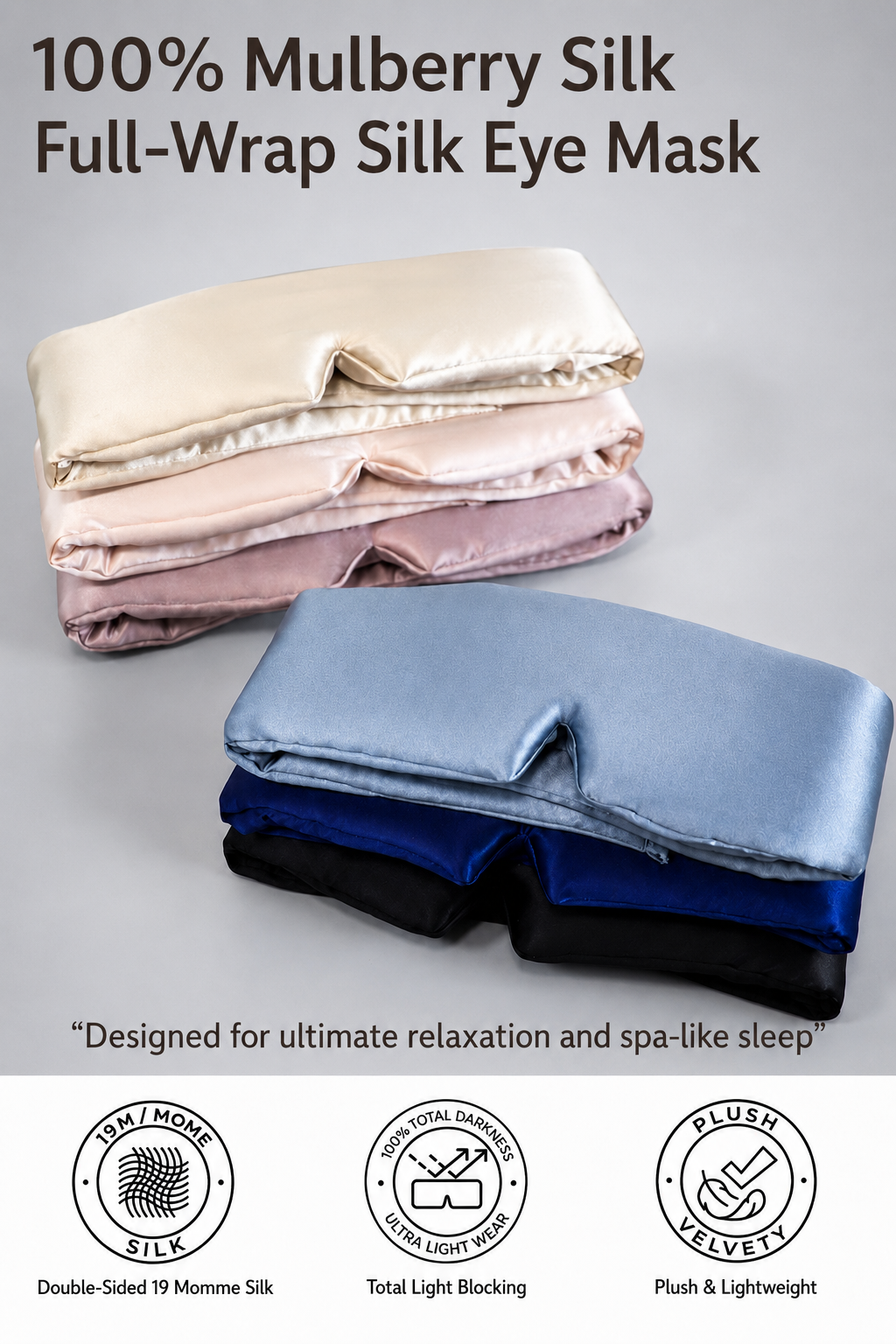 OCRUSH Full Coverage Mulberry Silk Sleep Mask detail 4